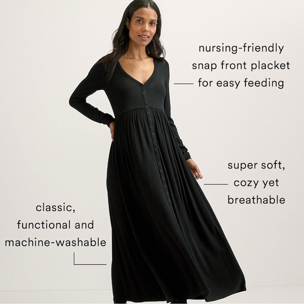 HATCH The Softest Rib Nursing Dress sz 1 BLACK